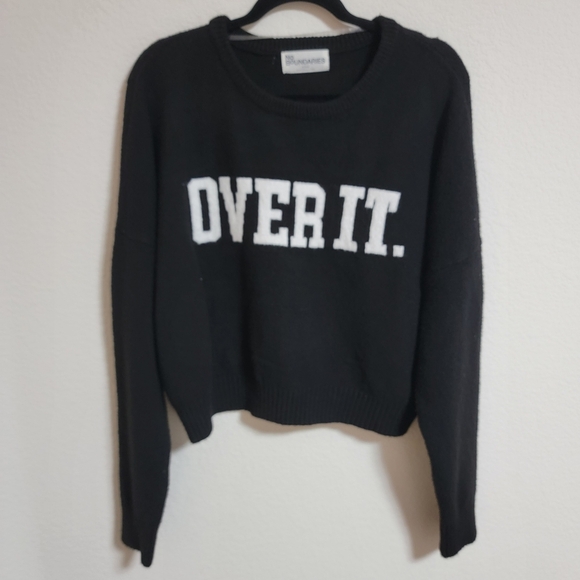 No Boundaries Over It Black and White Crewneck Sweater - Picture 1 of 6
